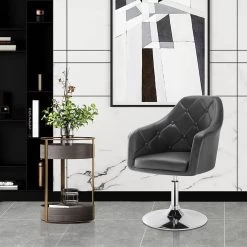 1x Barsessel, Stufenlose Höhenverstellung, Kunstleder, Mit Armlehne&Rücklehne -Möbel Store 1 Barsessel stufenlose H henverstellung Kunstleder mit Armlehne R cklehne BH104sz schwarz1 1280x1280