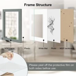 10er Set Bilderrahmen, Fotogalerie Mit Papier-Passepartout, Aus MDF Platte -Möbel Store 10er Set Bilderrahmen Fotogalerie mit Papier Passepartout aus MDF Platte BR9649gr 10 grau5 1280x1280