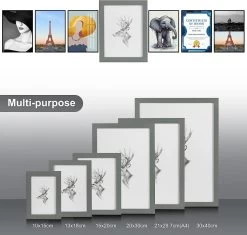 10er Set Bilderrahmen, Fotogalerie Mit Papier-Passepartout, Aus MDF Platte -Möbel Store 10er Set Bilderrahmen Fotogalerie mit Papier Passepartout aus MDF Platte BR9649gr 10 grau7 1280x1280