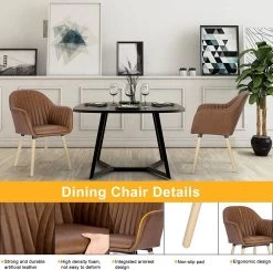 1x Esszimmerstühle Küchenstuhl Polsterstuhl Wohnzimmerstuhl Mit Armlehne Kunstleder Massivholz -Möbel Store 1x Esszimmerst hle K chenstuhl Polsterstuhl Wohnzimmerstuhl mit Armlehne Kunstleder Massivholz BH336br 1 Braun4 1280x1280