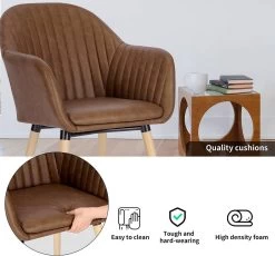 1x Esszimmerstühle Küchenstuhl Polsterstuhl Wohnzimmerstuhl Mit Armlehne Kunstleder Massivholz -Möbel Store 1x Esszimmerst hle K chenstuhl Polsterstuhl Wohnzimmerstuhl mit Armlehne Kunstleder Massivholz BH336br 1 Braun5 1280x1280