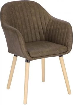 1x Esszimmerstühle Küchenstuhl Polsterstuhl Wohnzimmerstuhl Mit Armlehne Kunstleder Massivholz