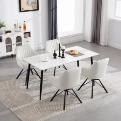 Esszimmerstühle Drehbar 6er Set, Samt Sessel Wohnzimmer, Metallbeine -Möbel Store 1x Esszimmerstuhl drehbar Samt Sessel Wohnzimmer Metallbeine W0ATT0185 1 creme2 1280x1280 3