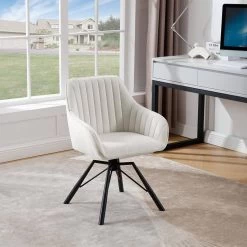 Esszimmerstühle Drehbar 6er Set, Samt Sessel Wohnzimmer, Metallbeine -Möbel Store 1x Esszimmerstuhl drehbar Samt Sessel Wohnzimmer Metallbeine W0ATT0185 1 creme4 1280x1280 3