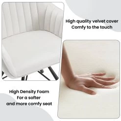 Esszimmerstühle Drehbar 4er Set, Samt Sessel Wohnzimmer, Metallbeine -Möbel Store 1x Esszimmerstuhl drehbar Samt Sessel Wohnzimmer Metallbeine W0ATT0185 1 creme6 1280x1280 2