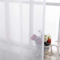 2 Stücke Gardinen Transparent Mit Schlaufen Vorhang Voile Tüll, Weiß -Möbel Store 2 Stuecke Gardinen transparent mit Schlaufen Vorhang Voile Tuell VH6063ws 2 weiss4 1280x1280