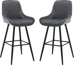 2er Set Barhocker, Barstuhl, Gepolsterter Stuhl, Aus Samt, Metallbeinen