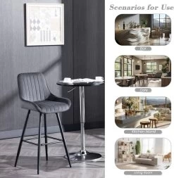 2er Set Barhocker, Barstuhl, Gepolsterter Stuhl, Aus Samt, Metallbeinen -Möbel Store 2er Set Barhocker Barstuhl gepolsterter Stuhl aus Samt Metallbeinen W0ATT0134 2 dunkelgrau5 1280x1280 1