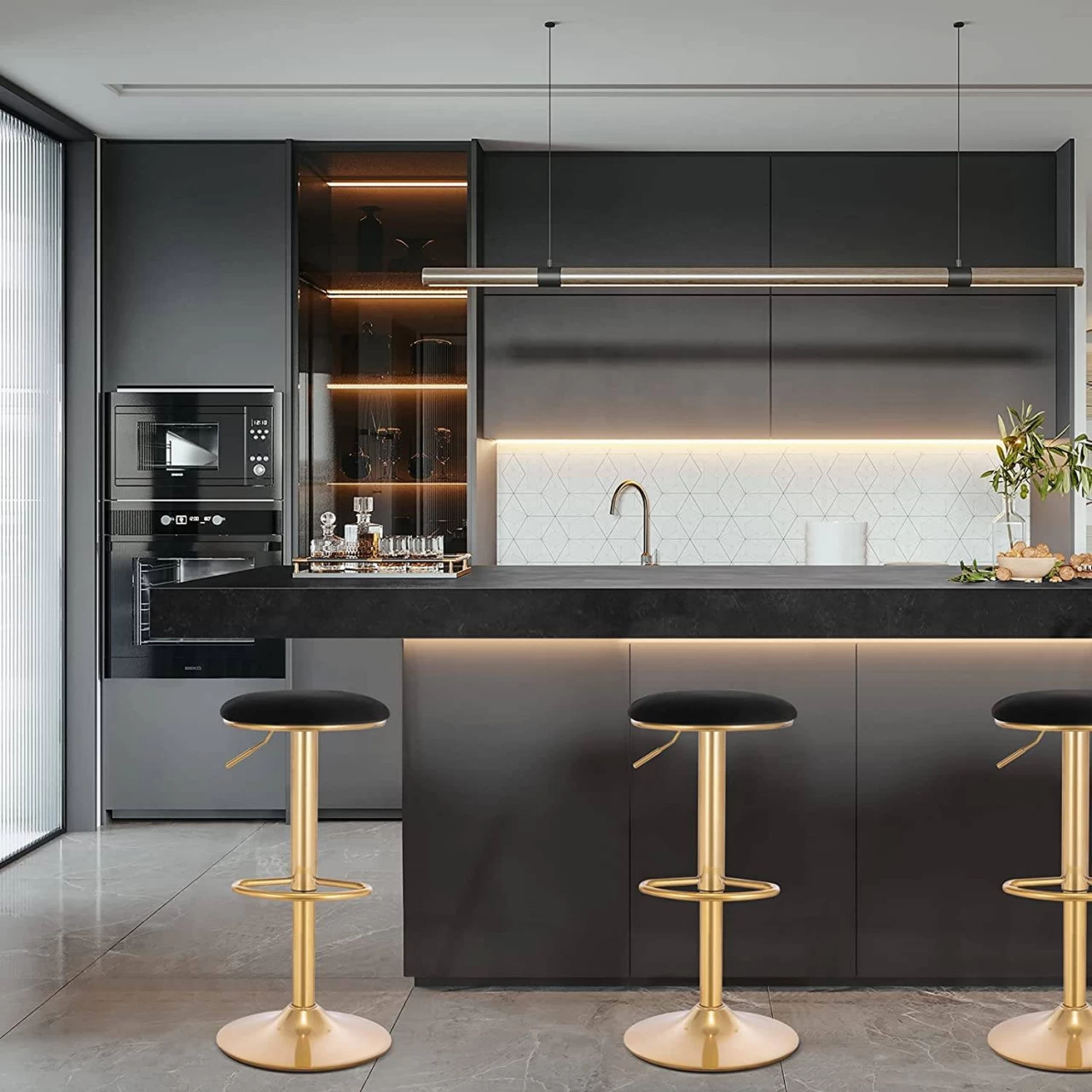 WOLTU 2er Set Barhocker Barstuhl Mit Fußstütze Ergonomisch Höhenverstellbar Samt 2 WOLTU 2er Set Barhocker Barstuhl Mit Fußstütze Ergonomisch Höhenverstellbar Samt – Bild 2