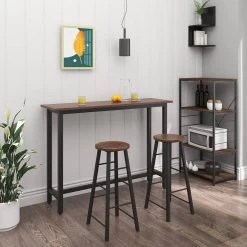 WOLTU Barhocker Bistrohocker, Gestell Aus Stabilem Stahl, Sitzfläche Aus MDF -Möbel Store 2er Set Barhocker Bistrohocker aus Metallbeinen MDF BH130dc 2 Dunkelbuche1 1280x1280