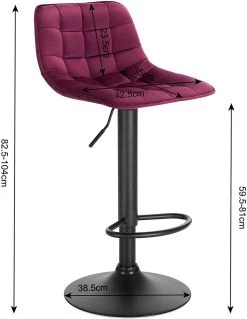 WOLTU Barhocker, Tresenhocker Bistrohocker Mit Rückenlehne, Aus Samt Und Metall -Möbel Store 2er Set Barhocker Kuechenstuhl Samt Metall bordeaux3 1280x1280