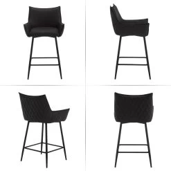 WOLTU Barhocker, Mit Rückenlehne, Armlehnen, Fußstütze, Kunstleder-Bezug -Möbel Store 2er Set Barhocker mit R ckenlehne Armlehnen Fussst tze Kunstleder Bezug BH391an anthrazit3 1280x1280