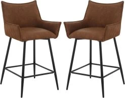 WOLTU Barhocker, Mit Rückenlehne, Armlehnen, Fußstütze, Kunstleder-Bezug