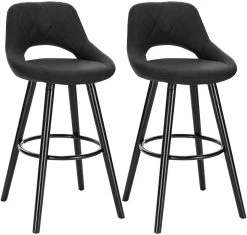 2er-Set Barstuhl Aus Stoffbezug Mit Holzbeine