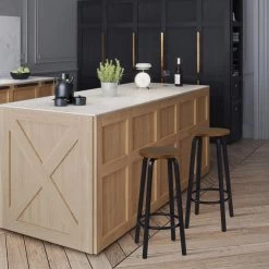 WOLTU Barhocker Bistrohocker Tresenhocker Barstuhl Aus MDF Metall Runde Sitzfläche -Möbel Store 2er Set Bistrohocker aus MDF Metall BH237 schwarz2 1280x1280