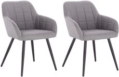 2er-Set Esszimmerstuhl Mit Armlehne Sitzfläche Aus Leinen, Metallbeine