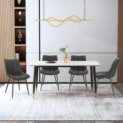 2er-Set Esszimmerstühle Mit Rückenlehne, Sitzfläche Aus Stoffbezug, Metallbeine -Möbel Store 2er Set Esszimmerst hle mit R ckenlehne Sitzfl che aus Stoffbezug Metallbeine BH247 anthrazit1 1280x1280