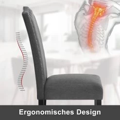 6er Set Esszimmerstühle, Mit Hoher Rückenlehne, Mit Massivholzbeinen, Leinen -Möbel Store 2er Set Esszimmerst hle mit hoher R ckenlehne mit Massivholzbeinen Leinen W0ATT0127 2 dunkelgrau10 1280x1280 1