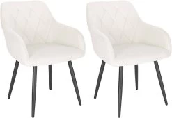 2er Set Esszimmerstuhl Küchenstuhl Mit Armlehnen Rückenlehne, Samtbezug Metallbeinen