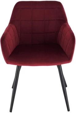2er-Set Esszimmerstuhl Mit Armlehne Sitzfläche Aus Samt, Metallbeine -Möbel Store 2er Set Esszimmerstuhl aus Samt Metallbeine kariert Modell Rita BH93bd 2 MA bordeaux5 1280x1280