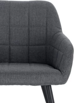 2er-Set Esszimmerstuhl Mit Armlehne Sitzfläche Aus Leinen, Metallbeine -Möbel Store 2er Set Esszimmerstuhl mit Armlehne Sitzfl che aus Leinen Metallbeine BH107 dunkelgrau1 1280x1280