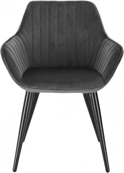 2er-Set Esszimmerstuhl Küchenstuhl Mit Armlehne Gestreift Aus Samt Metallbeine -Möbel Store 2er Set Esszimmerstuhl mit Armlehne aus Samt Metallbeine Modell Kerstin BH254dgr 2 MA dunkelgrau4 1280x1280