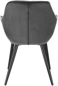 2er-Set Esszimmerstuhl Küchenstuhl Mit Armlehne Gestreift Aus Samt Metallbeine -Möbel Store 2er Set Esszimmerstuhl mit Armlehne aus Samt Metallbeine Modell Kerstin BH254dgr 2 MA dunkelgrau6 1280x1280