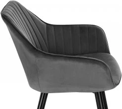 2er-Set Esszimmerstuhl Küchenstuhl Mit Armlehne Gestreift Aus Samt Metallbeine -Möbel Store 2er Set Esszimmerstuhl mit Armlehne aus Samt Metallbeine Modell Kerstin BH254dgr 2 MA dunkelgrau8 1280x1280