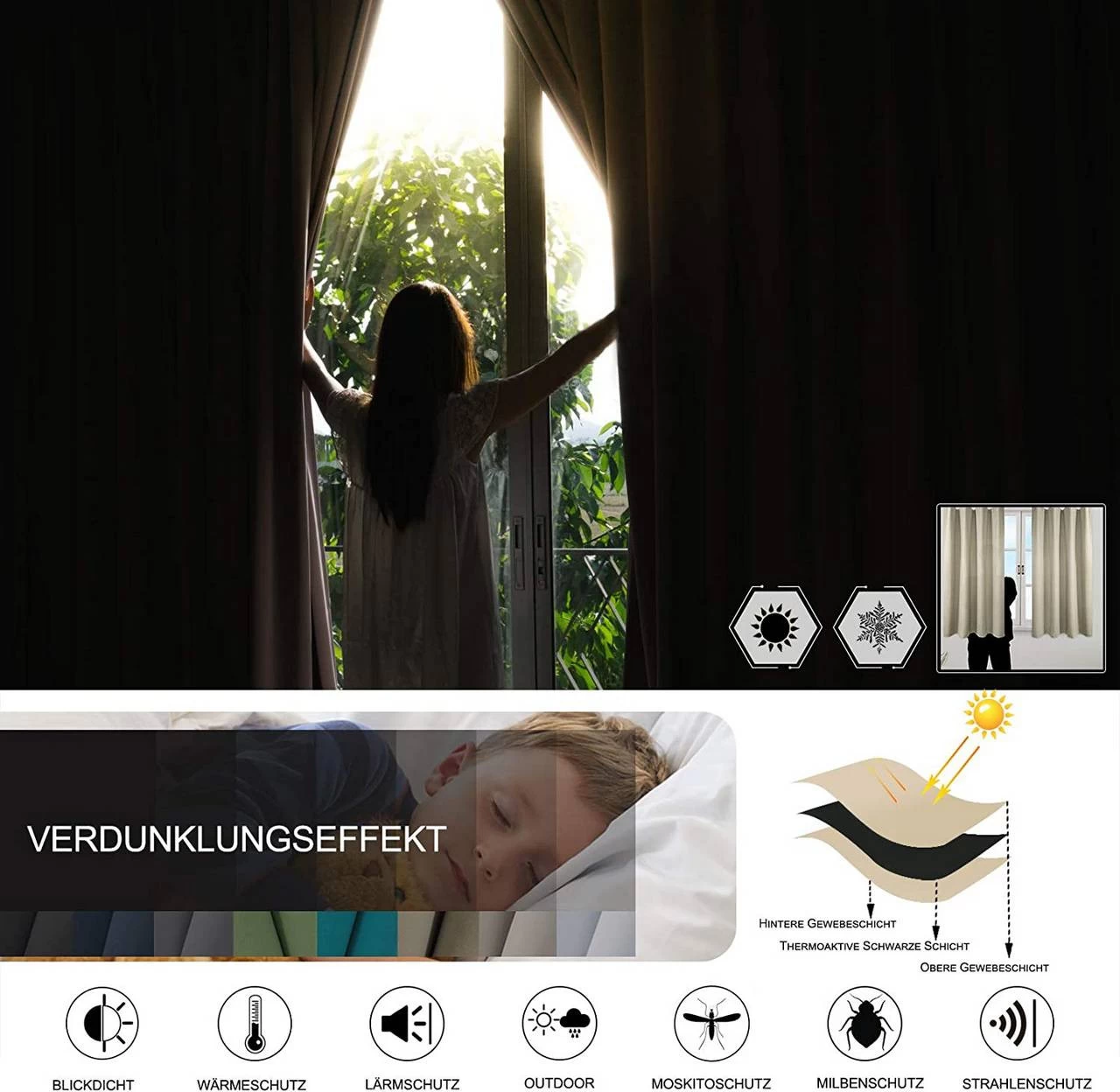 2er Set Gardine Blickdicht 250 G/m² Mit Kräuselband 5 2er Set Gardine Blickdicht 250 G/m² Mit Kräuselband – Bild 5