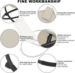 2er Set Gartenliege Schwingliege Sonnenliege, Klappbar, Bis 160KG Belastbar, Textilenbezug -Möbel Store 2er Set Gartenliege Schwingliege Sonnenliege klappbar bis 160KG belastbar Textilenbezug LS002be 2 Beige5 1280x1280