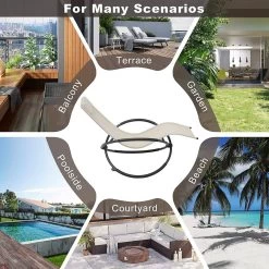 2er Set Gartenliege Schwingliege Sonnenliege, Klappbar, Bis 160KG Belastbar, Textilenbezug -Möbel Store 2er Set Gartenliege Schwingliege Sonnenliege klappbar bis 160KG belastbar Textilenbezug LS002be 2 Beige6 1280x1280