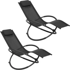 2er Set Gartenliege Schwingliege Sonnenliege, Klappbar, Bis 160KG Belastbar, Textilenbezug