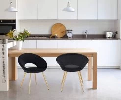 2er-Set Esszimmerstuhl Küchenstuhl Sessel, Sitzfläche Aus Samt, Gold Metallbeine -Möbel Store 2er Set Kuechenstuhl Polsterstuhl Wohnzimmerstuhl aus Samt Metallbeine BH230sz 2 MA schwarz2 1280x1280