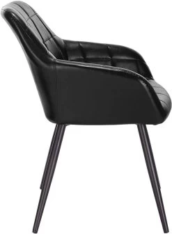 2er-Set Esszimmerstuhl Mit Armlehne Sitzfläche Aus Kunstleder, Metallbeine -Möbel Store 2er Set Kuechenstuhl aus Kunstleder mit Metallbeinen Viktoria BH245sz 2 schwarz4 1280x1280