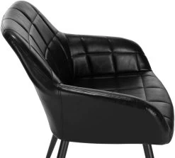 2er-Set Esszimmerstuhl Mit Armlehne Sitzfläche Aus Kunstleder, Metallbeine -Möbel Store 2er Set Kuechenstuhl aus Kunstleder mit Metallbeinen Viktoria BH245sz 2 schwarz7 1280x1280