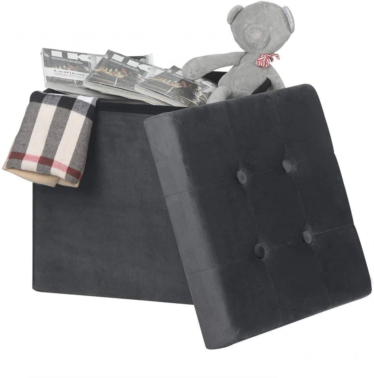 2er-Set Sitzhocker SH69 Mit Stauraum Aus Samt, 37,5x37,5x38CM(LxBxH) 4 2er-Set Sitzhocker SH69 Mit Stauraum Aus Samt, 37,5x37,5x38CM(LxBxH) – Bild 4