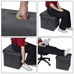 2er-Set Sitzhocker SH69 Mit Stauraum Aus Samt, 37,5x37,5x38CM(LxBxH) 12 2er-Set Sitzhocker SH69 Mit Stauraum Aus Samt, 37,5x37,5x38CM(LxBxH) -Möbel Store 2er Set Sitzhocker aus Samt mit Stauraum SH69gr 2 grau6 1280x1280