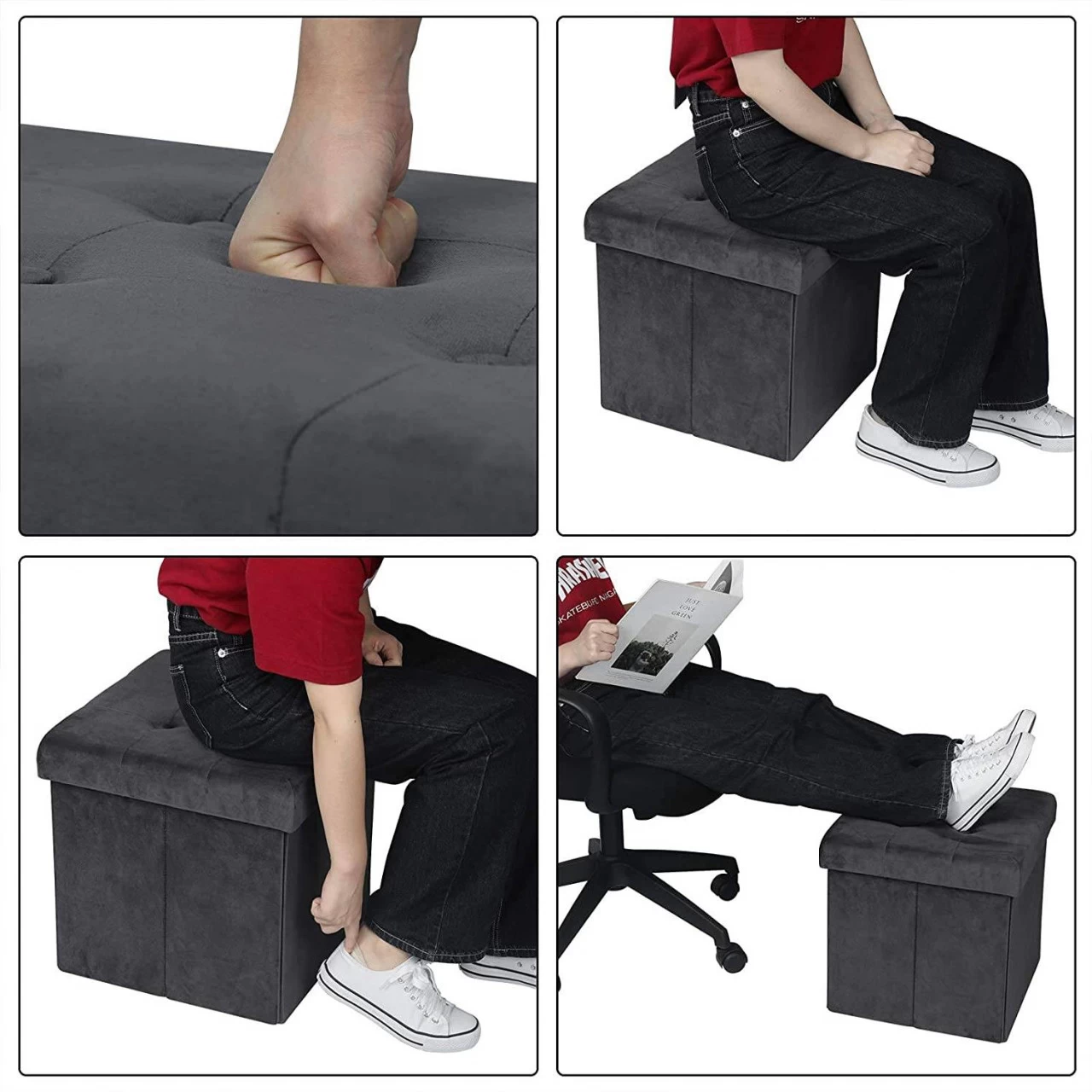 2er-Set Sitzhocker SH69 Mit Stauraum Aus Samt, 37,5x37,5x38CM(LxBxH) 6 2er-Set Sitzhocker SH69 Mit Stauraum Aus Samt, 37,5x37,5x38CM(LxBxH) – Bild 6