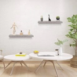 2er Set Wandregal Bücherregal Deko Wandablagen MDF Holz Hängeregal -Möbel Store 2er Set Wandregal Buecherregal Deko Wandablagen MDF Holz Haengeregal RG9315hzt 2 hell zement4 1280x1280