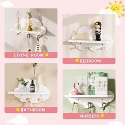 2er Set Wandregal Weiß, Kinder Garderobenhaken, Wolkenregal Mit Haken -Möbel Store 2er set Wandregal Kinder Garderobenhaken Wolkenregal mit Haken 36x12x20 5 cm W0ETT0049 2 weiss5 1280x1280