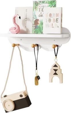 2er Set Wandregal Weiß, Kinder Garderobenhaken, Wolkenregal Mit Haken -Möbel Store 2er set Wandregal Kinder Garderobenhaken Wolkenregal mit Haken 36x12x20 5 cm W0ETT0049 2 weiss8 1280x1280