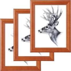 3er-Set Bilderrahmen Aus Holz & Echtglasscheibe In Artos Stil