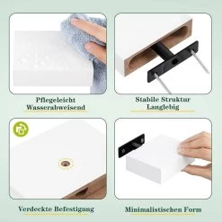 3er Set Wandregal, Regal Freischwebend, Wanddeko, Hochglänzend, Aus MDF, 10,5x7,7x3cm -Möbel Store 3er Set Wandregal Regal freischwebend Wanddeko hochgl nzend aus MDF 10 5x7 8x3cm RG9498ws weiss5 1280x1280