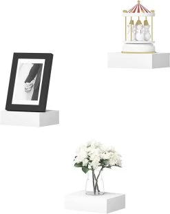 3er Set Wandregal, Regal Freischwebend, Wanddeko, Hochglänzend, Aus MDF, 10,5x7,7x3cm -Möbel Store 3er Set Wandregal Regal freischwebend Wanddeko hochgl nzend aus MDF 10 5x7 8x3cm RG9498ws weiss6 1280x1280