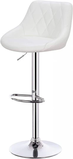 4er Set Barhocker, Stufenlose Höhenverstellung, Verchromter Stahl Kunstleder -Möbel Store 4er Set Barhocker Tresenhocker Bistrostuhl mit Ruechlehne Kunstleder 9181 4 weiss5 1280x1280