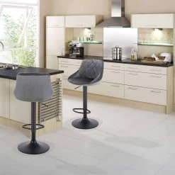 4er-Set Barhocker Tresenhocker, Gute Gepolstert, Samt, Höhenverstellbar, Drehbar, Hocker -Möbel Store 4er Set Barhocker Tresenhocker Gute gepolstert Samt H henverstellbar Drehbar Hocker BH219dgr 4 Dunkelgrau2 1280x1280