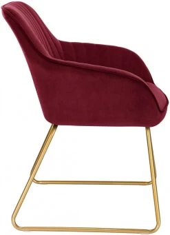 4er-Set Esszimmerstuhl, Mit Armlehne, Sitzfläche Aus Samt, Gold Kufen-Gestell Aus Metall -Möbel Store 4er Set Esszimmerstuehle aus Samt Modell Stella BH246bd 4 MA bordeaux4 1280x1280