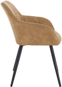 4er-Set Esszimmerstuhl Mit Armlehne Sitzfläche Aus Stoffbezug, Metallbeine -Möbel Store 4er Set Esszimmerstuhl aus Stoffbezug Modell Rita BH224br 4 braun3 1280x1280