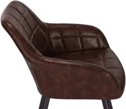 4er-Set Esszimmerstuhl Mit Armlehne Sitzfläche Aus Kunstleder, Metallbeine -Möbel Store 4er Set Kuechenstuhl aus Kunstleder mit Metallbeinen Viktoria BH245dbr 4 dunkelbraun6 1280x1280