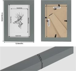 5er Set Bilderrahmen, Fotogalerie Mit Papier-Passepartout, Aus MDF Platte -Möbel Store 5er Set Bilderrahmen Fotogalerie mit Papier Passepartout aus MDF Platte BR9649gr 5 grau3 1280x1280